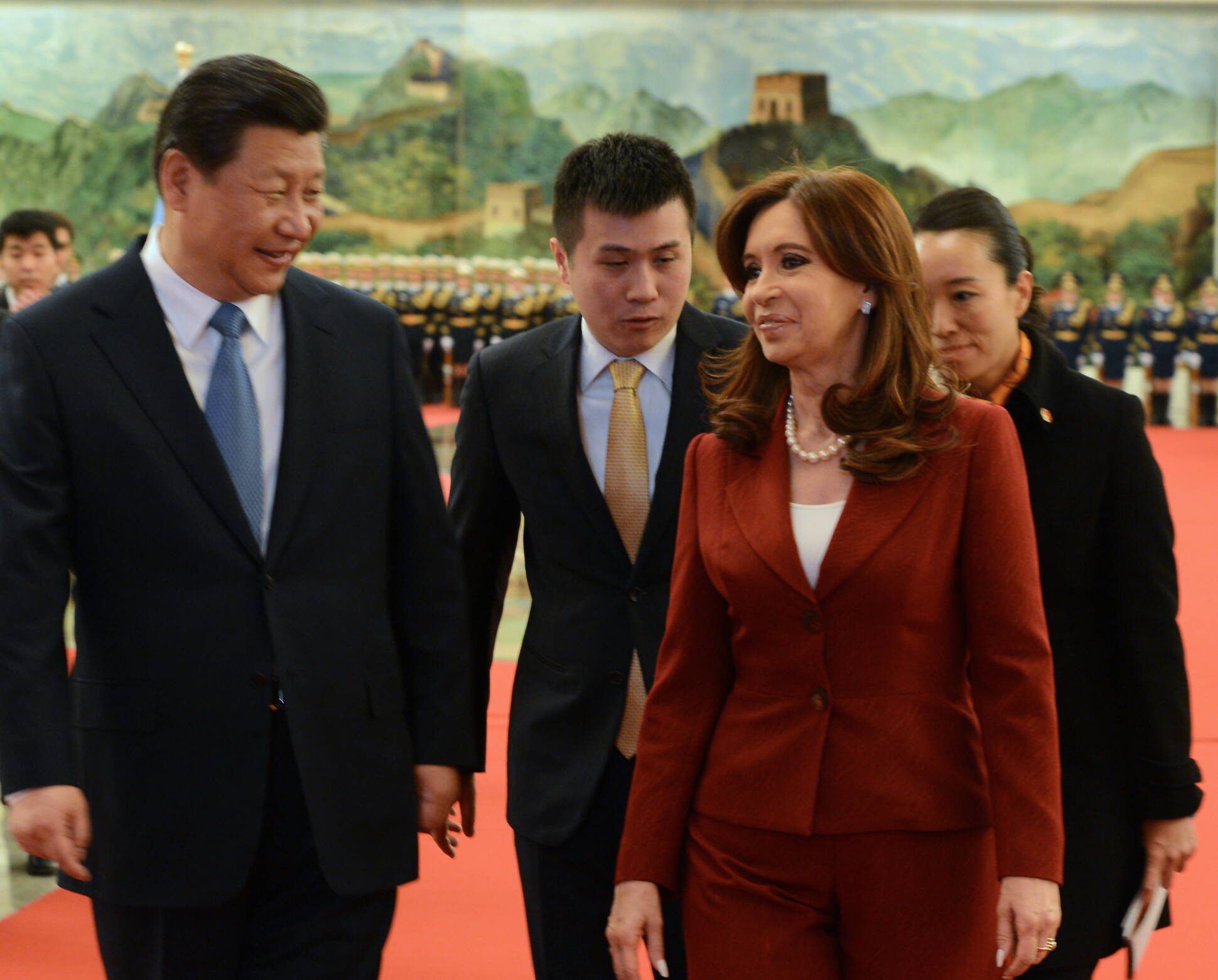 La presidenta Cristina Fernández fue recibida por su par chino, Xi Jinping, en el Gran Palacio del Pueblo
